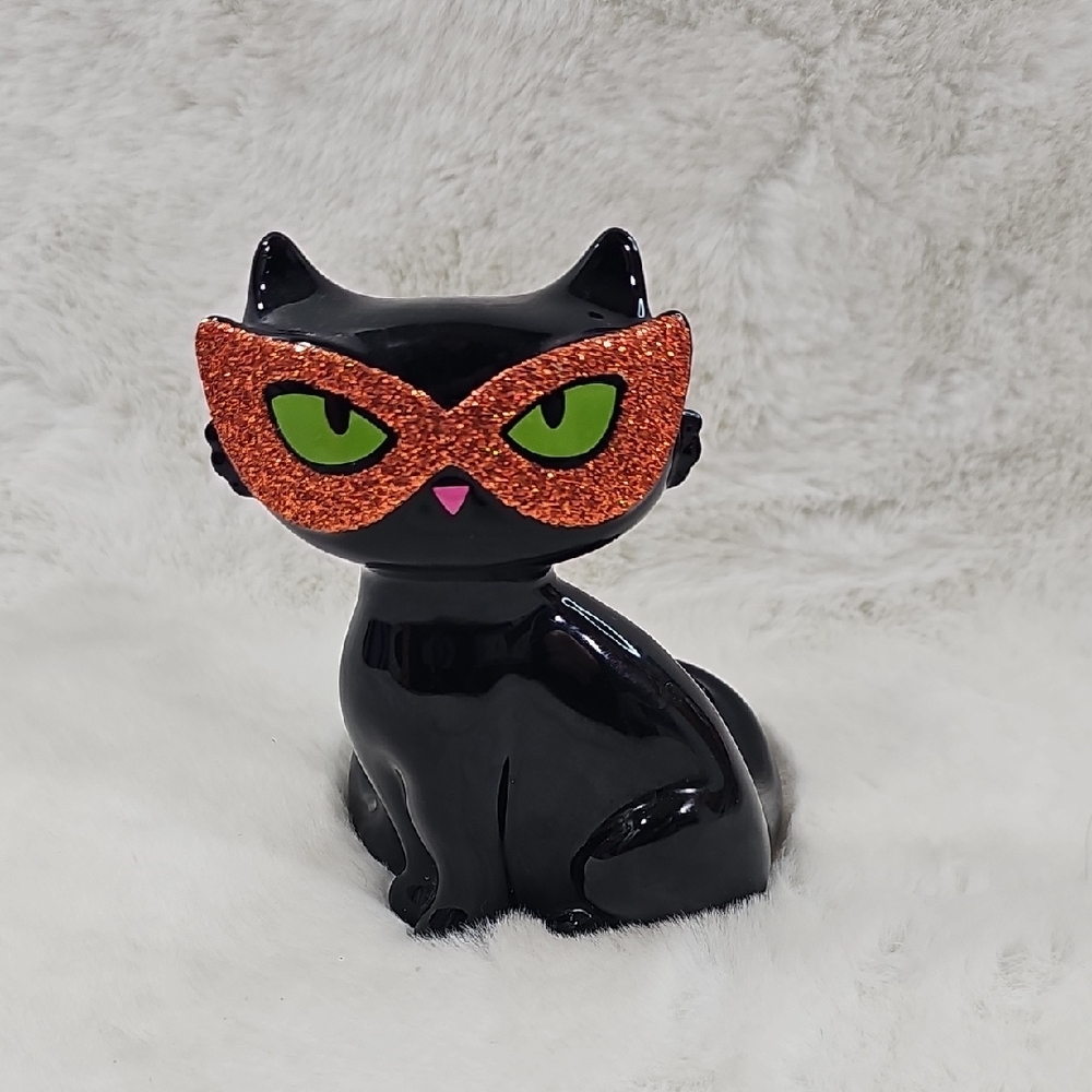Bath & Body Works Black Cat Soap Holder Glitter Mask Halloween